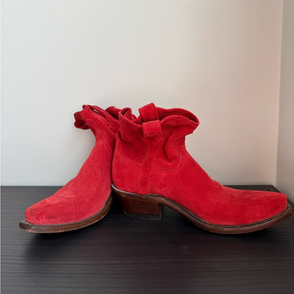 Lucchese Red Suede Bootie - Elana - size 6B
